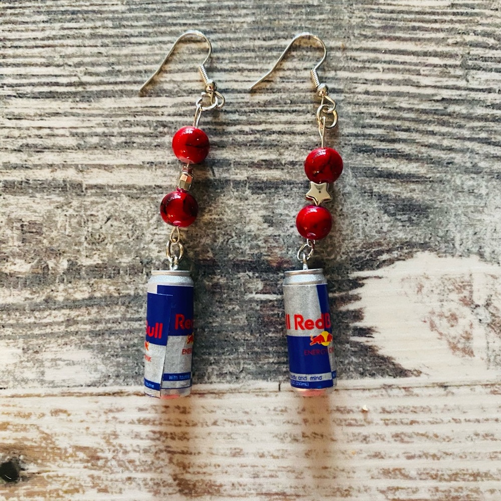 Red Bull Silver and Red Earrings